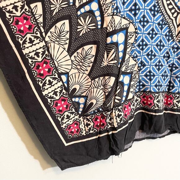 Flying Tomato Women's Blue Rayon Paisley Print Pullover Poncho Top Size Large - Picture 9 of 13